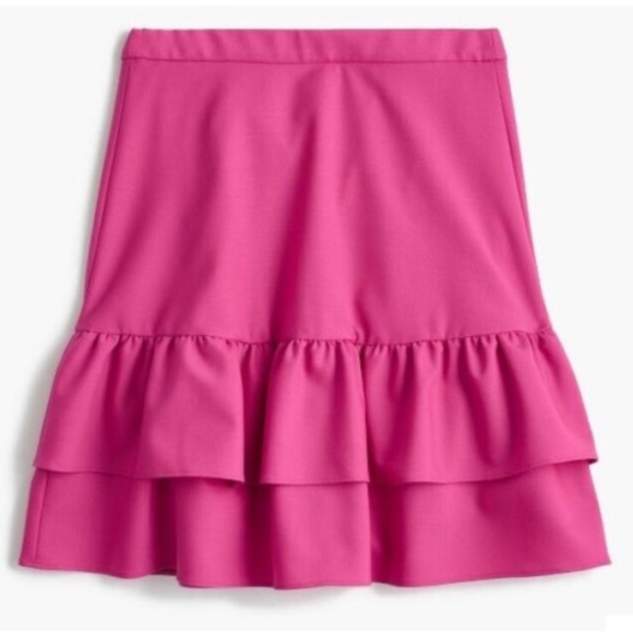 J. Crew Dresses & Skirts - JCREW Tiered Ruffle Skirt 0 XS Pink Lined Wool